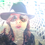 A montage from the Don't Get Too Close To The Fire Burn Burn Burn music video with an overlay of Anne-Lise standing on a Venice Canal bridge with the city of Los Angeles in the background.